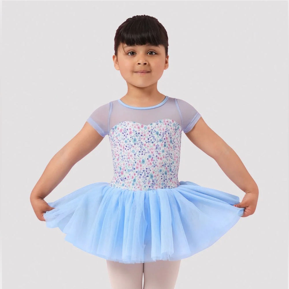 Mirella Ditsy Floral Mesh Cap Sleeve Girls Tutu Dress Ballet Dance Size 4-6